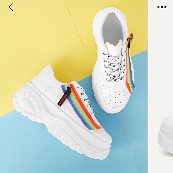 Shoes - Chunky platform sneakers w/ rainbow trim